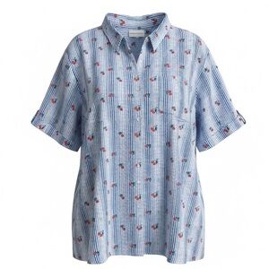 Alfred Dunner White and Blue Button Down Shirt Cherry Size L Kidcore oversized